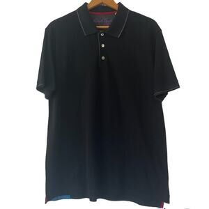 Robert Grahm Classic Fit Black Short Sleeve Polo Shirt Preppy Casual Size L